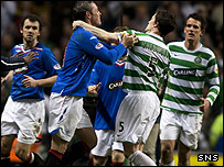 David Weir and Gary Caldwell clash after the final whistle