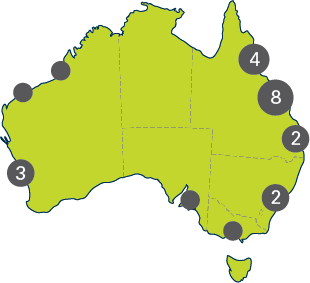 Australia map of campus locations