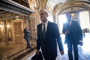 FILE - In this June 21, 2017, file photo, special counsel Robert Mueller departs after a closed-door meeting with members of the Senate Judiciary Committee about Russian meddling in the election and possible connection to the Trump campaign, at the Capitol in Washington.