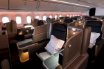 The Qantas 787 Dreamliner business class cabin.