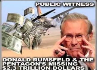 Graphic of Donald Rumsfeld and the Pentagon Missing Trillions