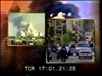 On 9/11/01, Brian Williams interviews firefighter David Restuccio as footage of the collapse of WTC 7 rolls in the background