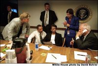 Photo of Cheney, Rice, Matalan, etc. in White House Presidential Emergency Operations Center (PEOC)