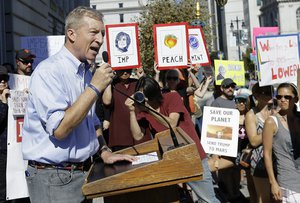 Tom Steyer speaks at a rally calling for the impeachment of President Donald Trump in San Francisco, Tuesday, Oct. 24, 2017.