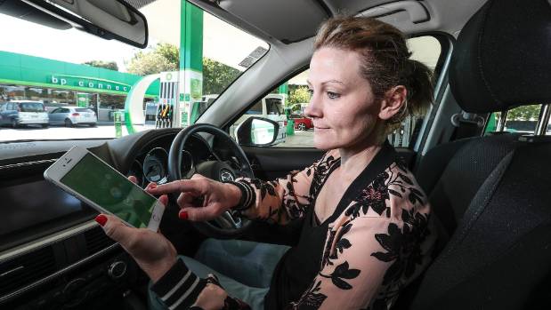 BP communications manager Shelley Brady using the new fuel buying app.