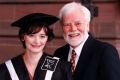  Cherie Booth with father Tony Booth after receiving an honorary fellowship, Liverpool, 1997. 