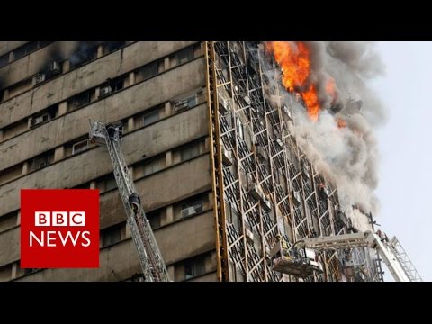 Tehran fire: Many feared dead as high-rise collapses - BBC News