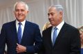 Australian Prime Minister Malcolm Turnbull with Israeli Prime Minister Benjamin Netanyahu in Jerusalem on Monday.