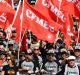 Unionists march through Brisbane to celebrate Labour Day last year.