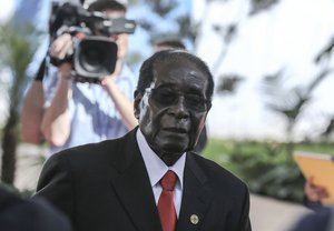 Zimbabwean President Robert Mugabe arrives to the high level segment of the U.N. climate conference in Marrakech, Morocco, Tuesday, Nov. 15, 2016.