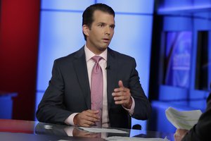 Donald Trump Jr. is interviewed by host Sean Hannity on his Fox News Channel television program, in New York Tuesday, July 11, 2017.