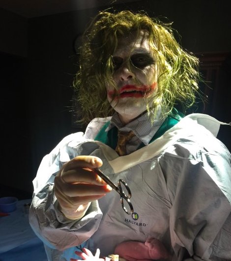 Doctor dressed as The Joker delivered a baby on Halloween 