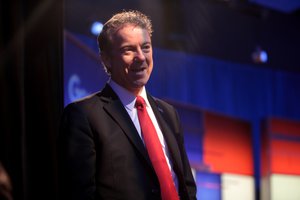 U.S. Senator Rand Paul speaking at the final Republican Party debate, hosted by Fox News,  at the Iowa Events Center in Des Moines, Iowa