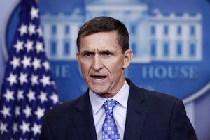 National Security Adviser Michael Flynn speaks during the daily news briefing at the White House, in Washington, Wednesday, Feb. 1, 2017.