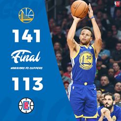 'The @[47657117525:274:Golden State Warriors] roll past the Clippers as @[306767216014860:274:Stephen Curry] drops 31 PTS (7-11 from 👌) in 29 min of action!'