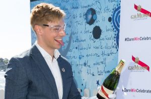 Lincoln Younes in the Mumm VIP Marquee at the Cup Day Festival in Barangaroo on Tuesday.