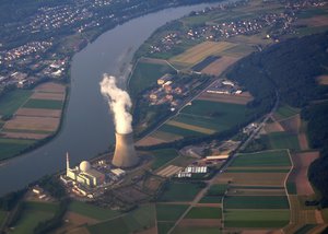 Switzerland,  Aargau, aerial view of the nuclear power plant in Leibstadt