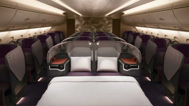 For the first time, the new business class seats will allow those sitting in the aisle to convert their seats to a ...