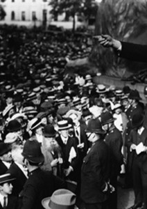 Anti-war politician Kier Hardie addresses a protest in Trafalgar Square (Sunday August 2nd 1914)