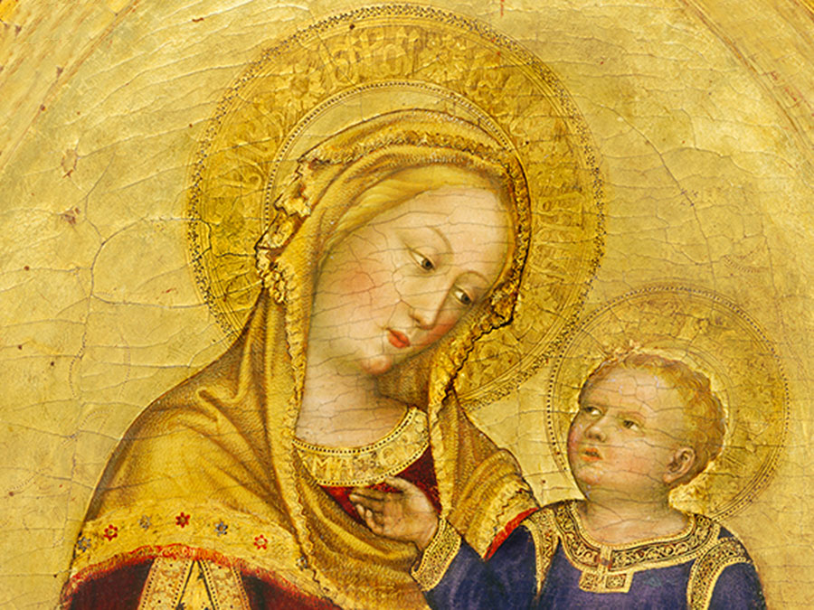 Madonna and Child Enthroned by Gentile da Fabriano, tempera on panel, c. 1420, 95.7 x 56.5 cm