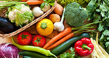 Fresh vegetables, carrots, cabbage, broccoli, peppers, tomato, squash