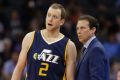 Utah Jazz forward Joe Ingles and Jazz coach Quin Snyder.