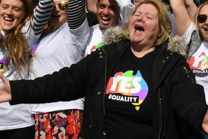 Magda Szubanski, launching the Vote Yes campaign earlier this year.