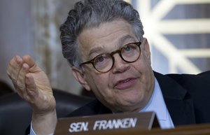 Sen. Al Franken, D-Minn., speaks during the Energy and Natural Resources Committee hearing on Capitol Hill in Washington, Wednesday, Nov. 15, 2017.