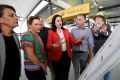 Premier Annastacia Palaszczuk discusses Labor's rail plans at Robina.