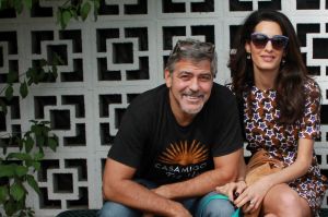 "How can one man be so lucky?" says George Clooney, pictured here with UN lawyer, his wife Amal.