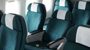 Cathay Pacific premium economy: on the snugger side.