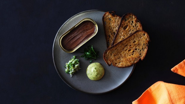 Tinned white anchovies on the menu at Smoke.