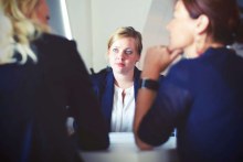 Businesswomen conduct an interview or business meeting