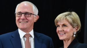 Malcolm Turnbull and Julie Bishop at the official launch of the 2017 foreign policy white paper on Thursday