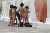 The group of Czech tourists dressed as Borat in Astana, Kazakhstan.