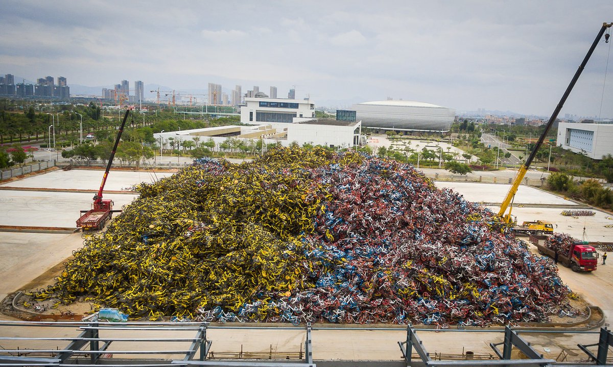 Bike graveyard is a monument to China's bike-share bubble bursting