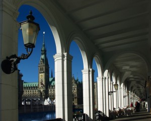 Hamburg, Town Hall and Alsterarkaden shopping arcade