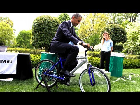 Obama Rides Bike For Science