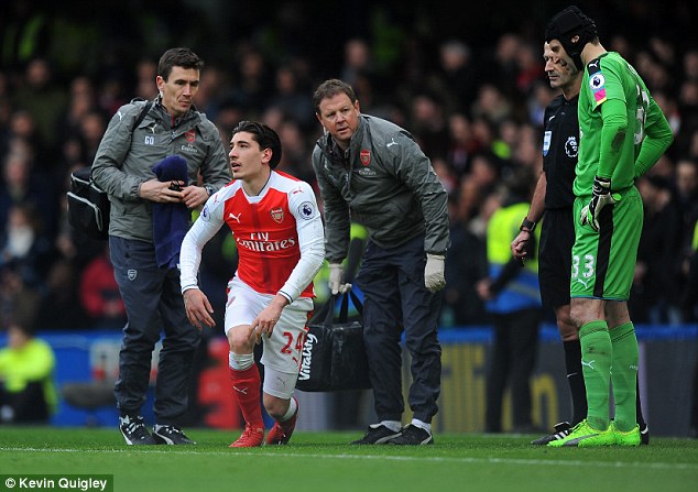 Bellerin was unable to carry on after the clash and was substituted for Gabriel