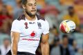 Jarryd Hayne in action for Fiji at the Rugby League World Cup.