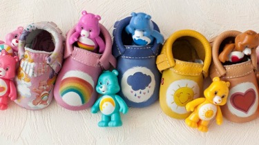 Care Bear-themed shoes by Freshly Picked.