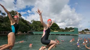 Dawny to Cockatoo Challenge, a swim around Cockatoo Island hosted by UTS Balmain Water Polo Club. Photo by Sarah Keayes