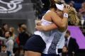 Winners: Coco Vandeweghe, right, and her teammate Shelby Rogers celebrate.