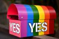 A message in support of a Yes vote in the marriage equality postal survey seen on a mailbox.