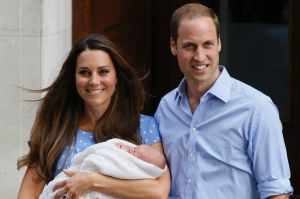 FILE - In this July 23, 2013 photo, Britain's Prince William and Kate, Duchess of Cambridge pose with the Prince of ...