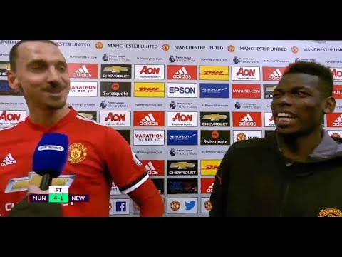 Man United 4-1 Newcastle Zlatan and Pogba Post Match Interview