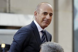 Matt Lauer, co-host of the NBC "Today" television program, appears on set in Rockefeller Plaza, in New York, Thursday, April 21, 2016.