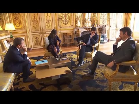 French President Macron's dog caught on cam