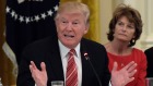 Donald Trump sits with Republican Maine Senator Susan Collins (left).