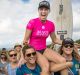 Stephanie Gilmore celebrates her victory in Hawaii.